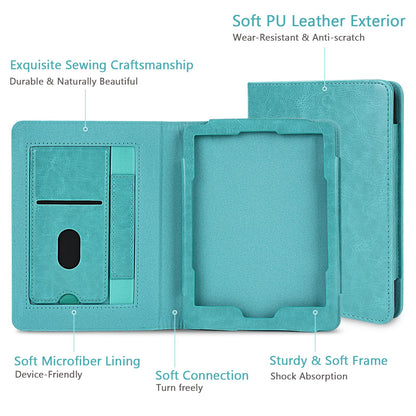 MMK Kindle Paperwhite Case 7"/6.8"(12th/11th Generation-2024/2021), Premium PU Leather Smart Cover with Hand Strap Card Slot, for Kindle Colorsoft Signature Edition(1st Gen 2024), Lake Blue