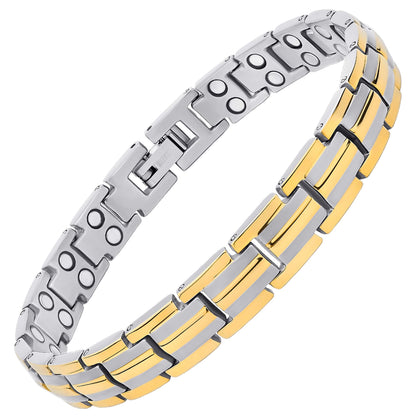 MagnetRX® Women's Ultra Strength Magnetic Bracelet - Effective Titanium Magnetic Bracelets for Women - Adjustable Bracelet Length with Sizing Tool for Perfect Fit (Silver & Gold)