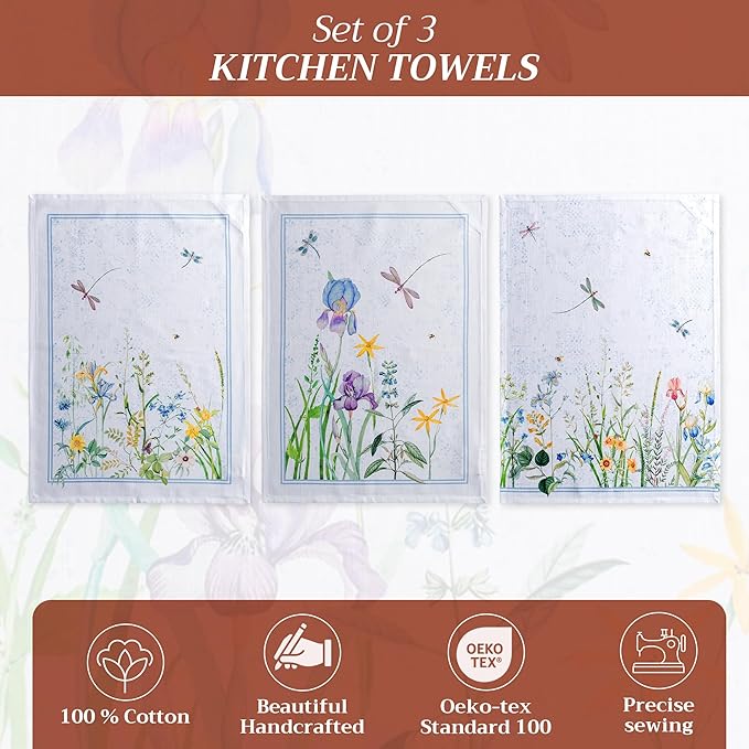 Maison d' Hermine Kitchen Towels Set of 3 100% Cotton 27.50" x 20" Reusable