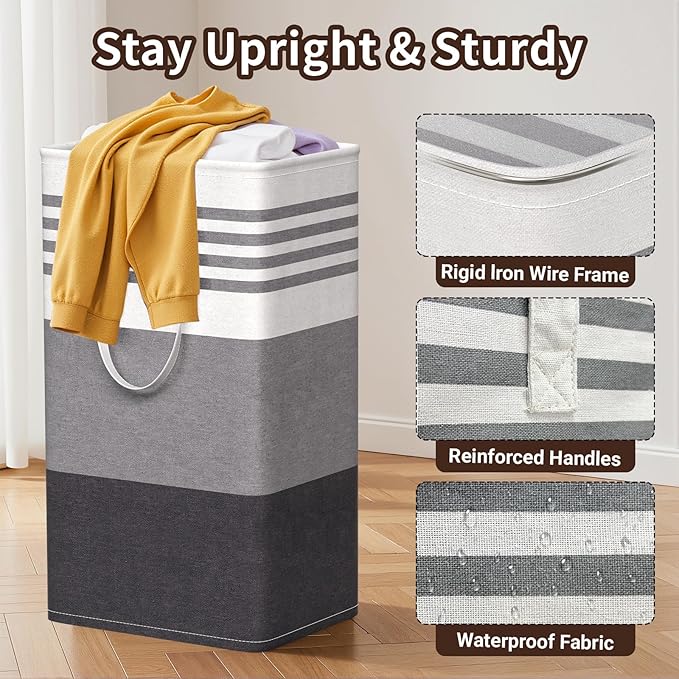 WOWBOX 2 Pack Laundry Hampers Baskets, Freestanding Dirty Clothes Hampers