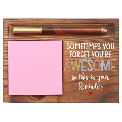 Sometimes You Forget You are Awesome Self-Stick Note Pad Holders, Inspirational Quotes Desk Decor Gifts for Women Coworker Friends, Encouragement Cheer Up Gifts Sticky Note Holder EDP08