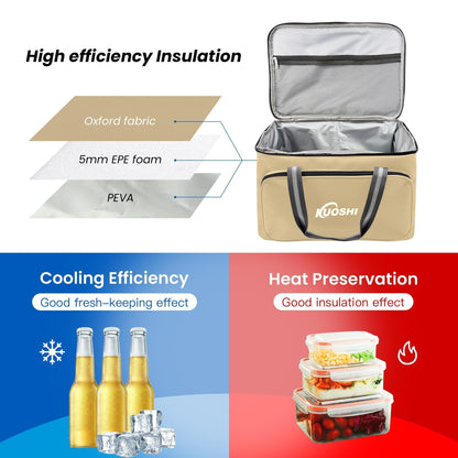 KUOSHI 25L Insulated Lunch Bag for Men/Women Leak-Proof Cooler Bag Liner & Soft Tote, Insulated Cooler Bag, Large Reusable Lunch Box for Work, Beach, Picnic, Fishing