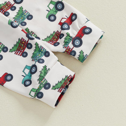 BeQeuewll Christmas Newborn Baby Boy 3PCS Clothes Set Infant Long Sleeve Romper Cute Pattern Suspender Pants Overalls Outfits (Green, 9-12 Months)