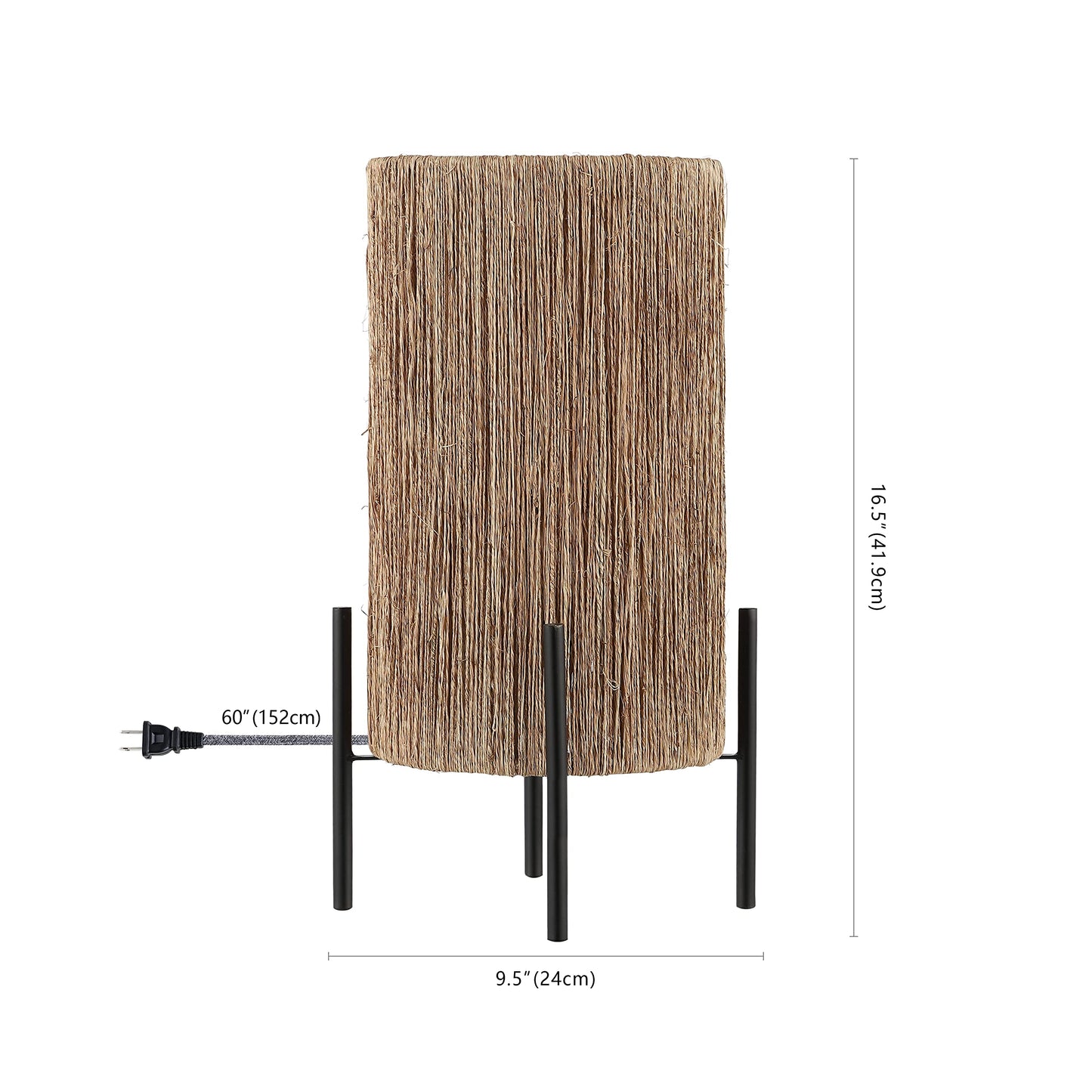 JONATHAN Y 16.5" Brown Woven Rattan LED Table Lamp, Coastal Minimalist Cylinder Accent Light for Living Room, Bedroom, Nightstand, Bohemian Style, LED Bulb Included JYL4043A