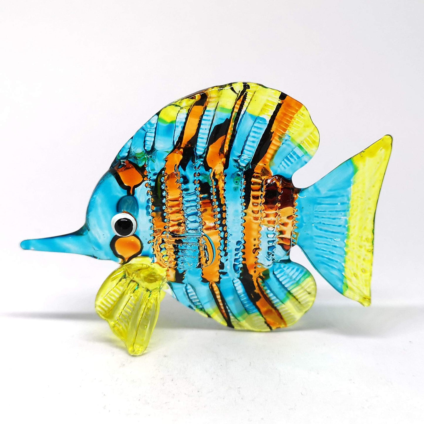 ZOOCRAFT Glass Fish Figurine Coastal Style Miniature Hand Blown Handicraft Sculpture