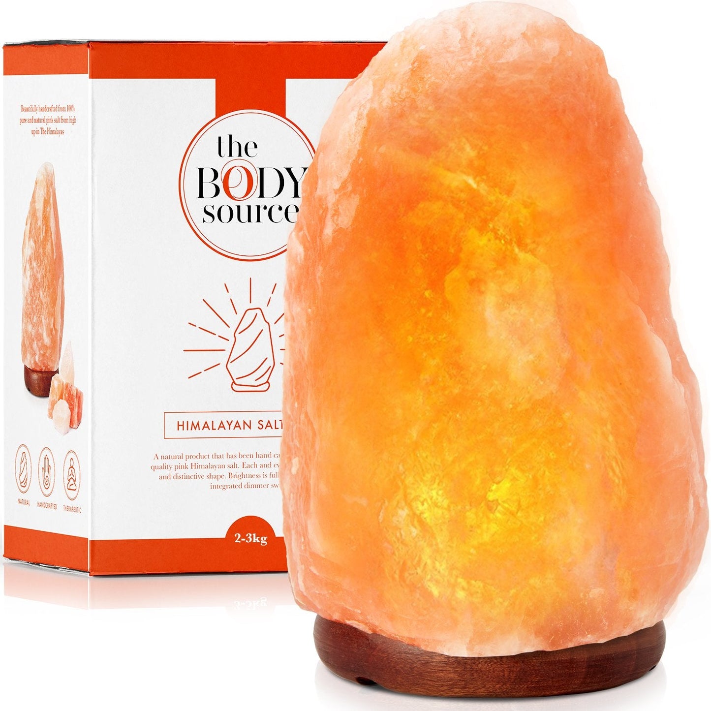 The Body Source | Himalayan Salt Lamp | 6-8” (4-7 lb) | 4x Replacement Bulbs