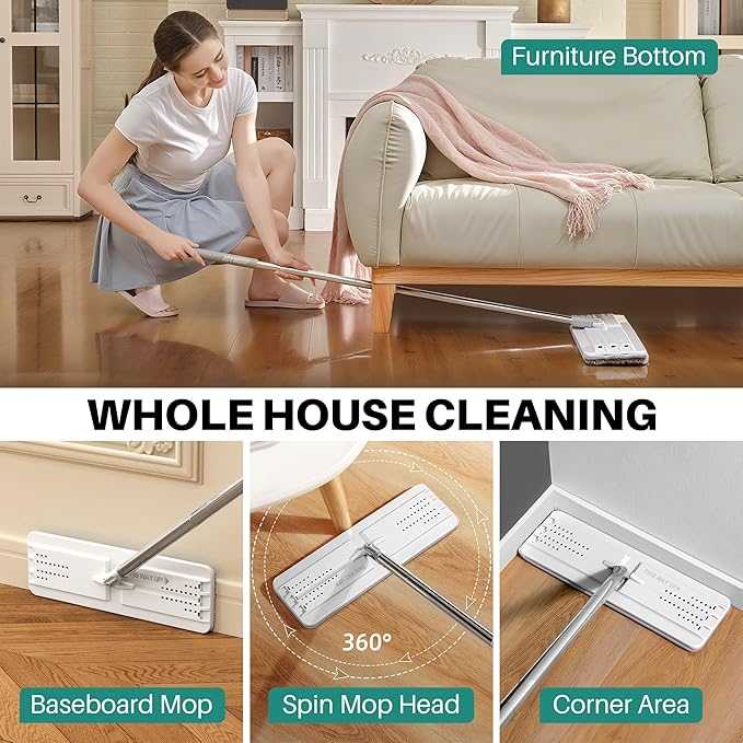 JOYMOOP Mop and Bucket with Wringer Set, Hands Free Flat Floor Mop and Bucket