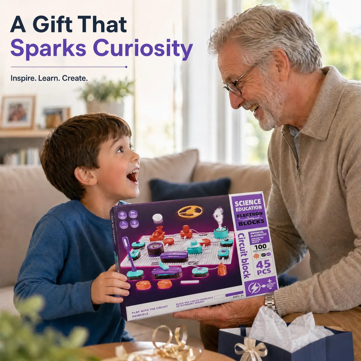 STEM Science Kits for Kids, Electronics Exploration Kit for Kids, 450+ Projects, 45 Parts Circuit Kit, Educational STEM Toys Christmas Birthday Gift for Kids Boys Girls Ages 5 6 7 8 9 10 11 12