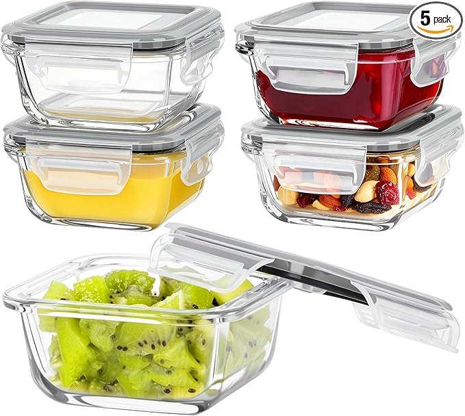Vtopmart 5Pack 5oz Small Glass Storage Containers