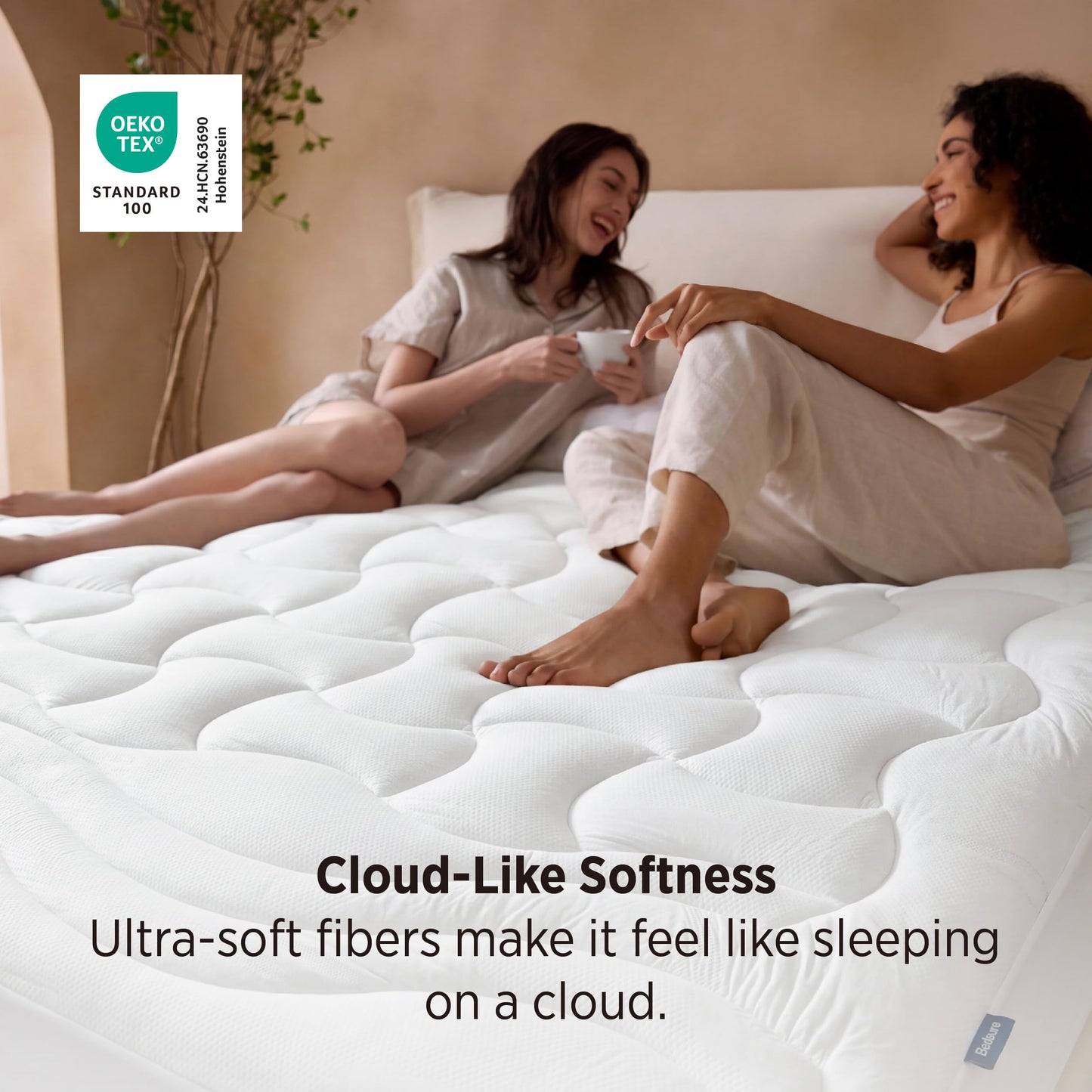 Bedsure Waterproof Mattress Protector Queen Size - Quilted Fitted Waterproof Mattress Pad Topper with 8-21 Inches Deep Pocket, Noiseless Bed Cover Padded, Machine Washable,White, 60x80 Inches