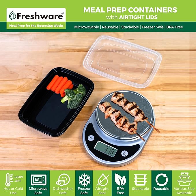 Freshware Meal Prep Containers 1 Compartment Food Storage Containers
