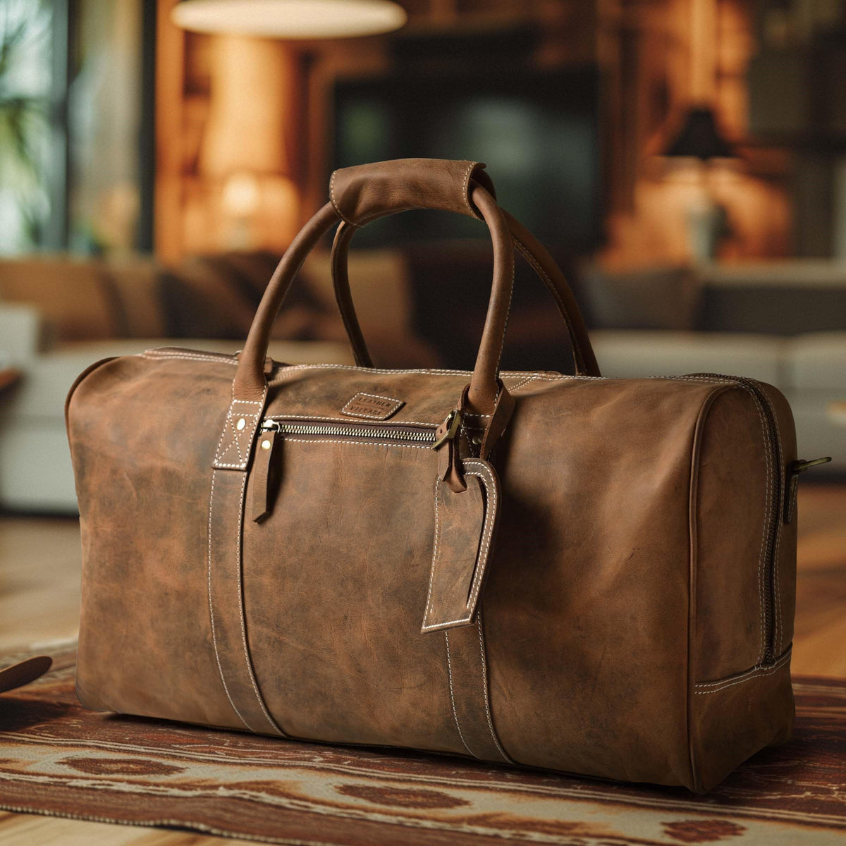Leather Village Leather Duffel Bags for Men & Women-Stylish Travel Weekender Carry-On Sports Gym Overnight Luggage Bag - 20 Inch - Vintage Brown