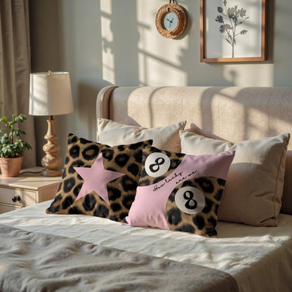 Xiyurlk Cheetah Leopard Lover Gifts for Women,Preppy Star Lucky 8 Ball,Cheetah Leopard Print Room Decor Pillow Cover 18x18 Set of 2,Coquette Preppy Pillow Covers for Girls Room Dorm Apartment Decor(6)
