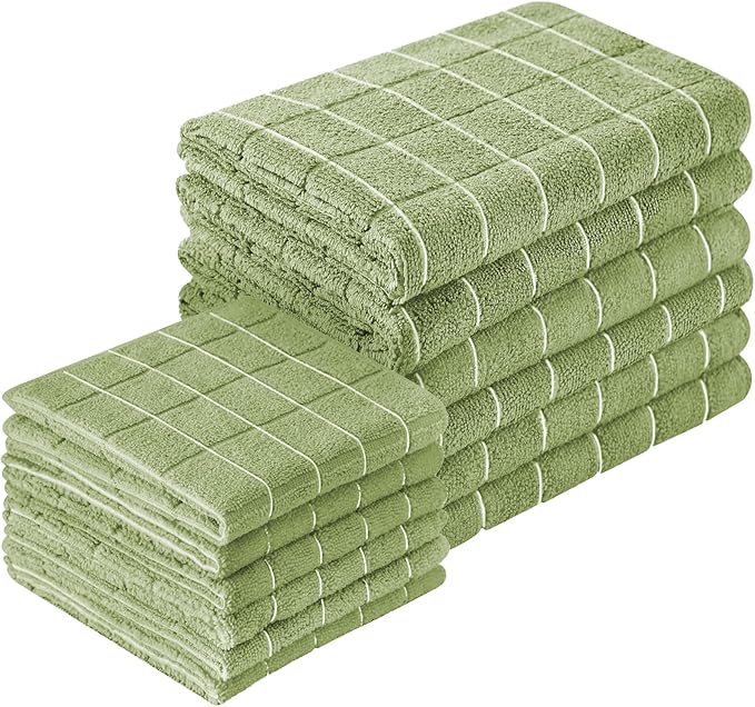 Microfiber Kitchen Towels and Dishcloths Set, 26 X 18 Inch and 12 X 12 Inch