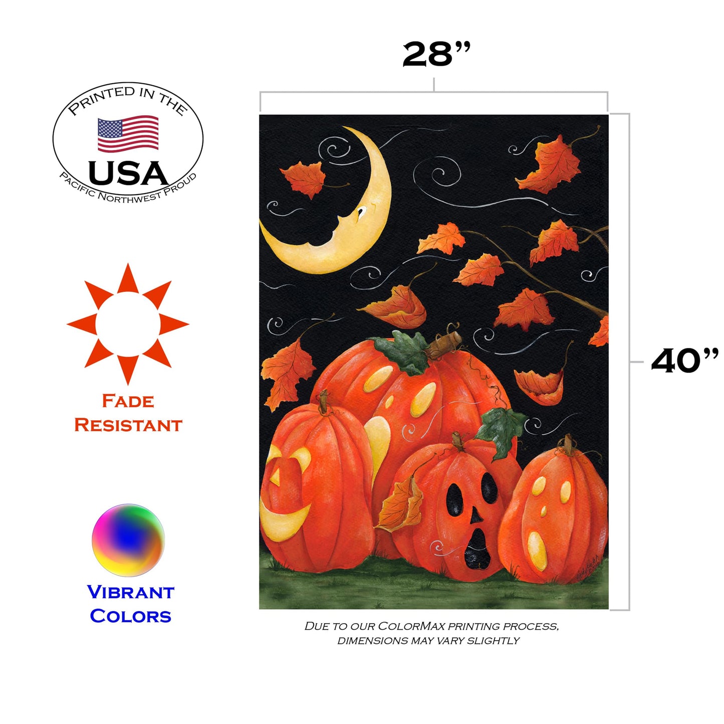Toland Home Garden 28x40 Inch Double Sided House Flag Halloween Flag, Scary Night Spooky Halloween Garden Flag For Outdoor Yard Flag Decoration