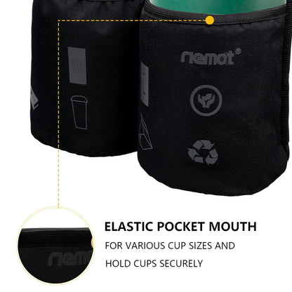 riemot Luggage Travel Cup Tablet Holder - Hold Ipad Books Passports Tickets Water Bottles - Fits Roll on Suitcase Handles - Gifts for Flight Attendants Travelers Accessories Black