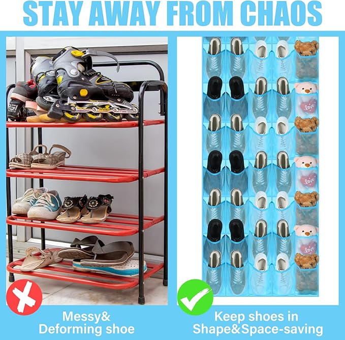 Windyun 40 over the Door Shoe Organizer Large Mesh Pocket Hanging Shoe Rack