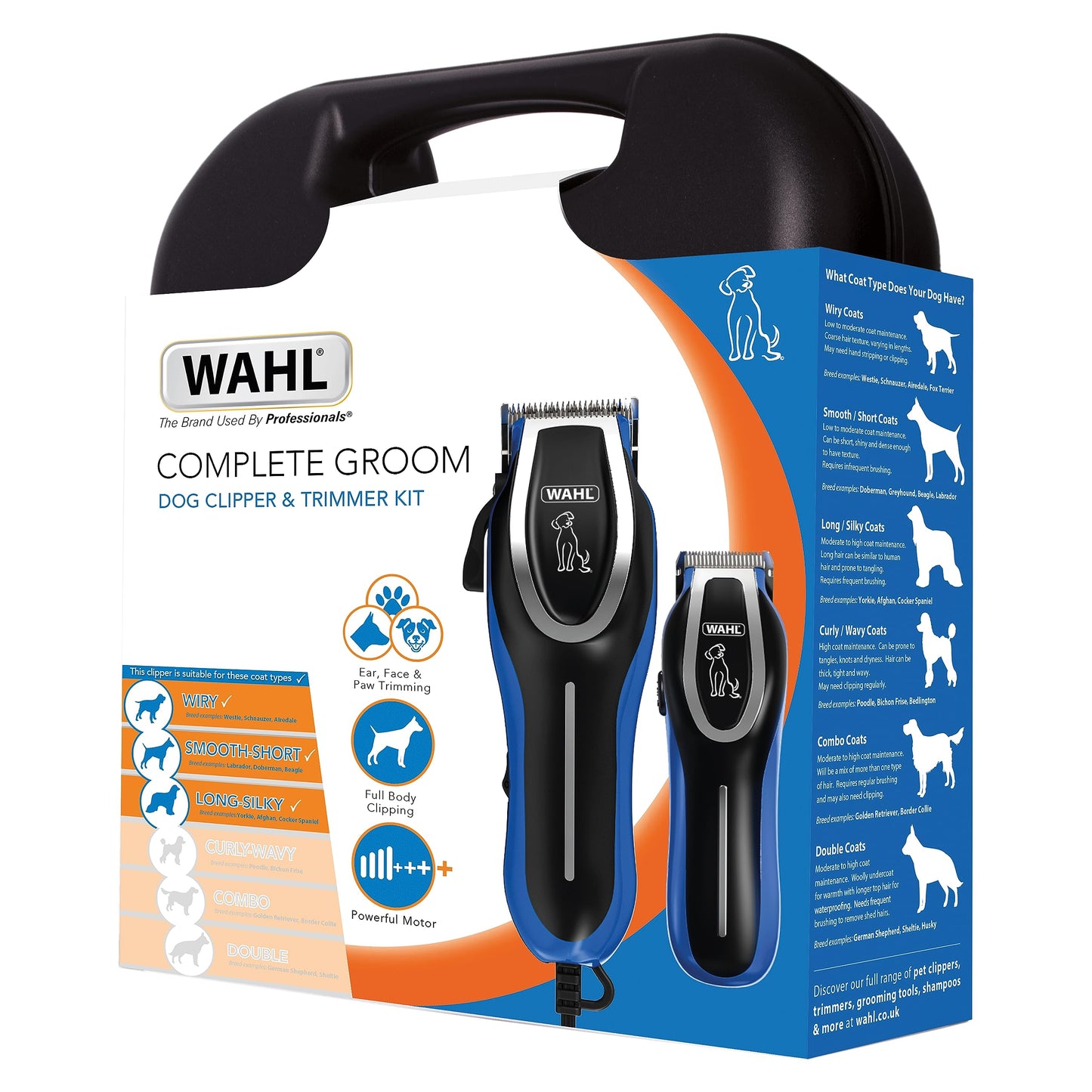 Wahl Complete Groom Dog Clipper & Trimmer Kit, Clippers for Dogs, Full Coat Grooming, Low Noise Corded Pet Clippers, Pet Trimmers, Groom Pets at Home