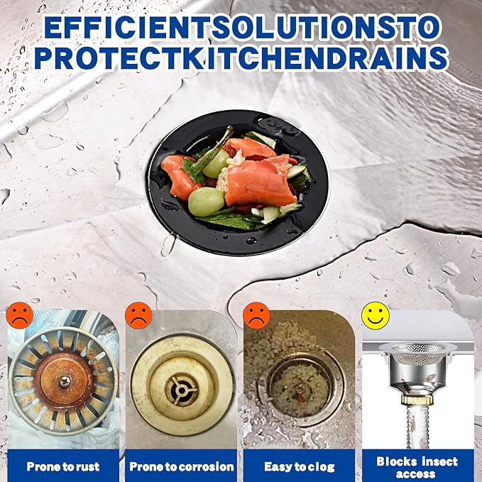 2PC Kitchen Sink Drain Strainer Stainless Steel