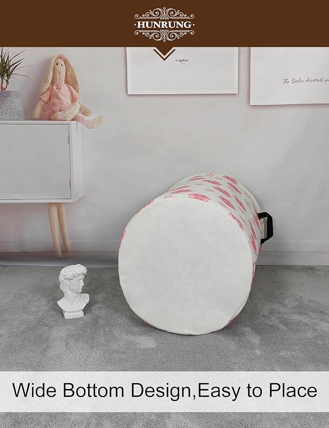 HUNRUNG Laundry Hamper, Large Canvas Fabric Lightweight Storage Basket Toy