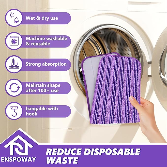 Reusable Mop Refills Pads for Swiffer PowerMop, 4 Pack Power Mop Refill Pads