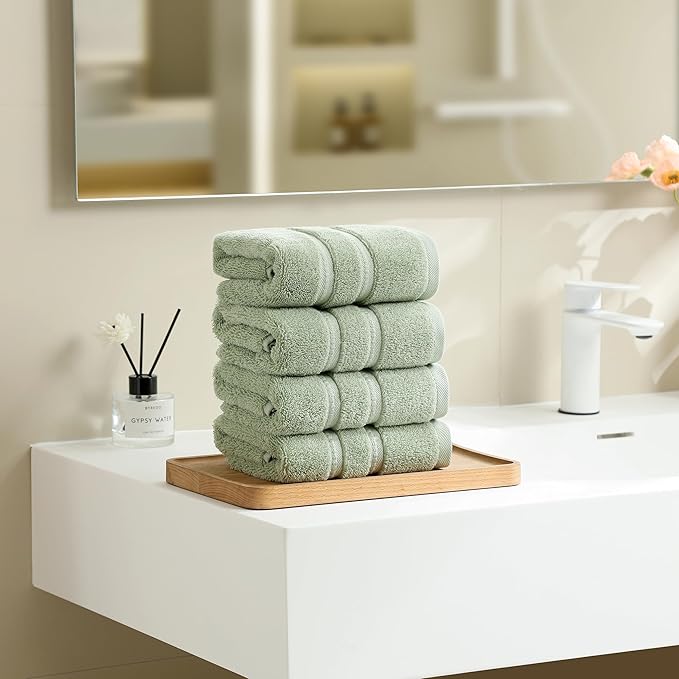 Simple&Opulence 4 Pcs Premium Hand Towels 16"x28", 600 GSM 100% Ring Spun Cotton