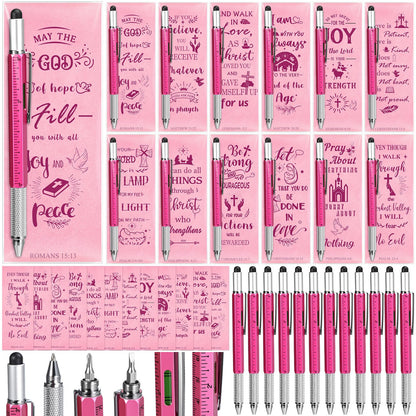 Pajean 24 Sets Christian Gifts for Women Include 6 in 1 Multitool Pens with Religious Bible Verse Scripture Bookmarks for Mother Day Nurses Teacher Employee Church Sunday School Office Favors Supplies
