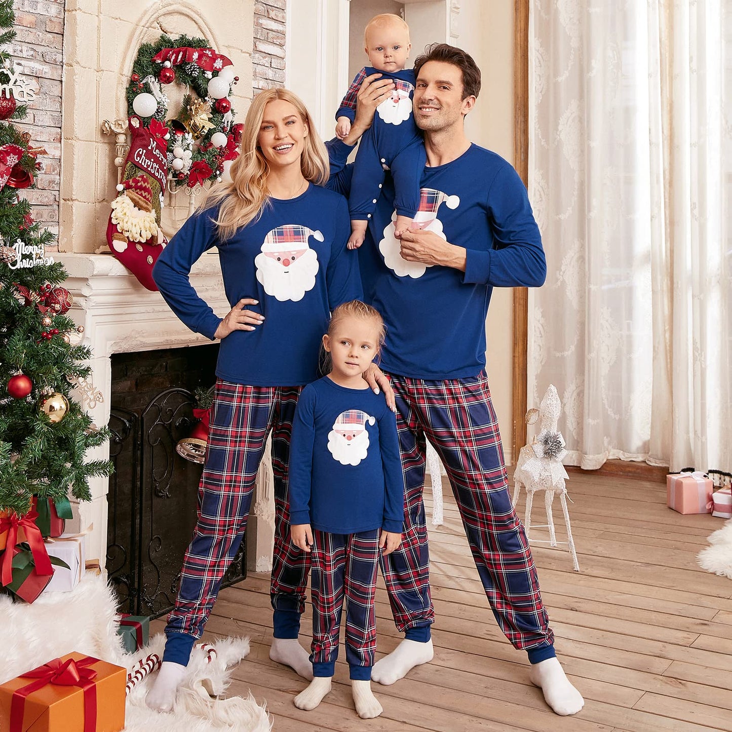 Honwenle Family Christmas Pajamas Matching Sets Soft Long Sleeve Family Christmas Pjs Sleepwear Holiday Lounge Set