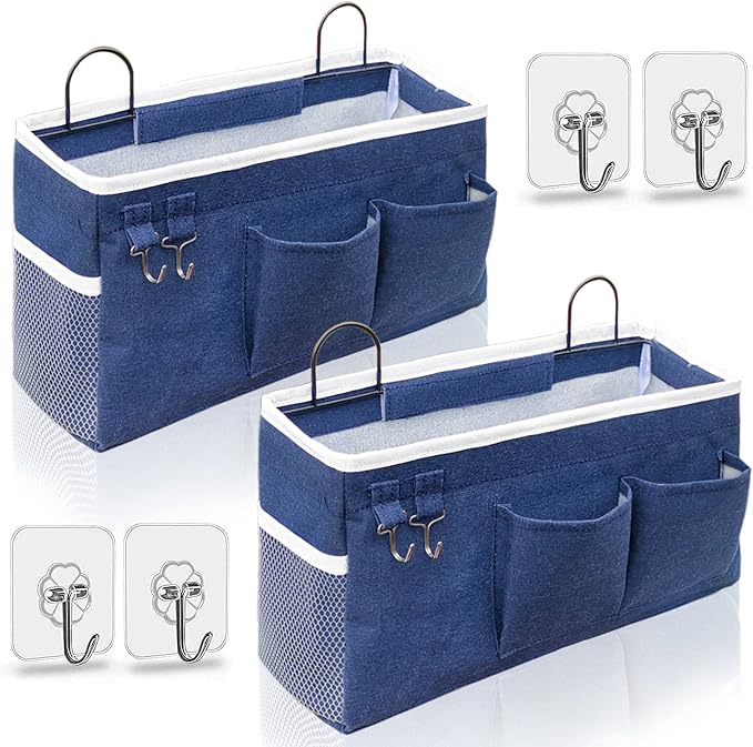 2pcs Large Wall Hanging Organizer Bag, Linen Fabric Door Hanging Storage Baskets