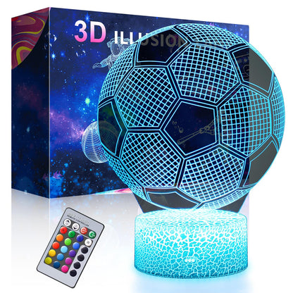 SEVEN LADY Soccer 3D Lamp Night Light with Remote & Touch Control,Multiple Colour & Flashing Modes and Brightness Adjusted,USB & Batteries Powered,Best Gifts for Sport Lovers Boys Girls Kids (Soccer)