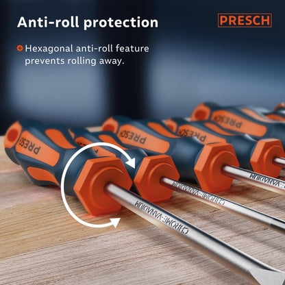 Presch Screwdriver Set 7 Pieces - Magnetic Screwdriver Sets with Slotted, Pozidrive and PH Screwdrivers - Pro Screw Driver Kit