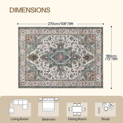 HOOBRO 15" Floating Shelves for Wall and 5 x 7 ft Area Rugs Washable Bundle, for Living Room Bedroom Kitchen, BF14BJP201-GN03AR01