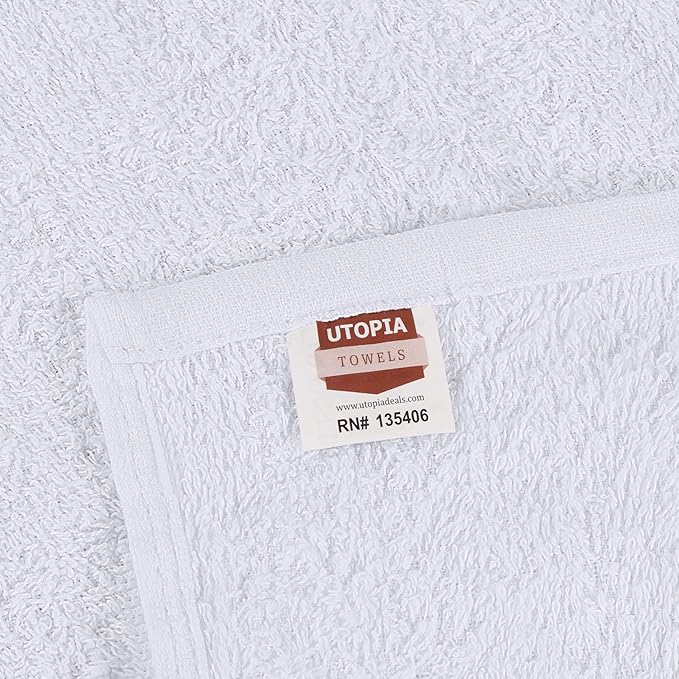 Utopia Towels - Kitchen Bar Mops Towels, 100% Cotton Super Absorbent White