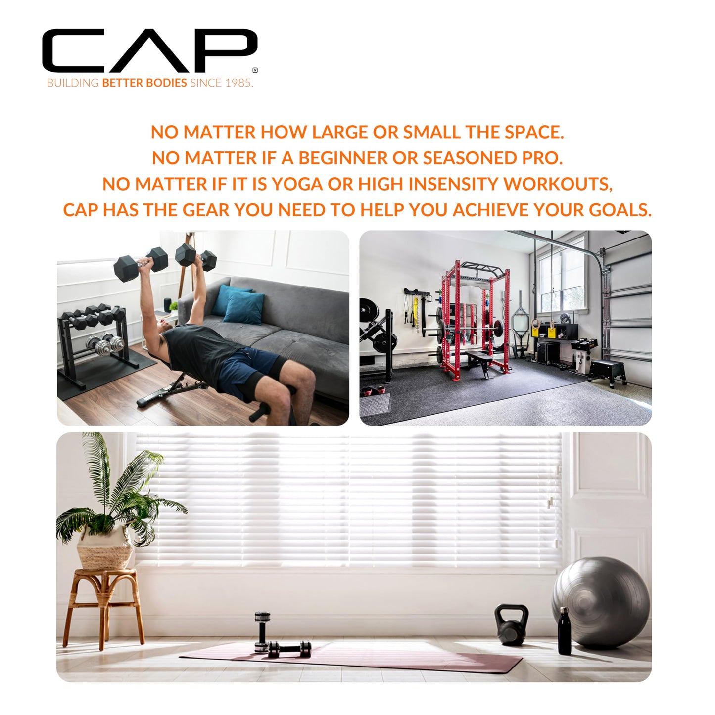 CAP Barbell 1-Inch High Density Exercise Yoga Mat with Strap | Multiple Colors