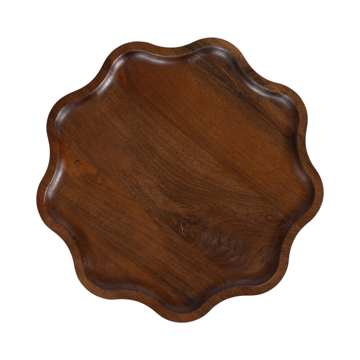 Kate and Laurel Alezar Modern Wooden Round Side Table, 15 x 15 x 22, Walnut Brown, Mid-Century Solid Wood End Table with Wavy Edge for Bedroom Nightstand or Living Room Accent Table