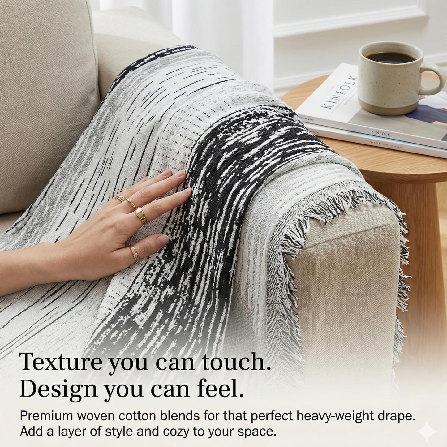 amorus Bohemian Throw Blanket, Chenille Jacquard with Tassels, Soft Throw Cover for Couch, Bed, Outdoor Camping Picnic Car Travel, Warm & Cozy for All Seasons, Pattern IV, (63"*71")