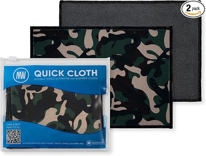 Quick Cloth Microfiber Glasses Cleaning Cloths – 5x7, 2 Pack