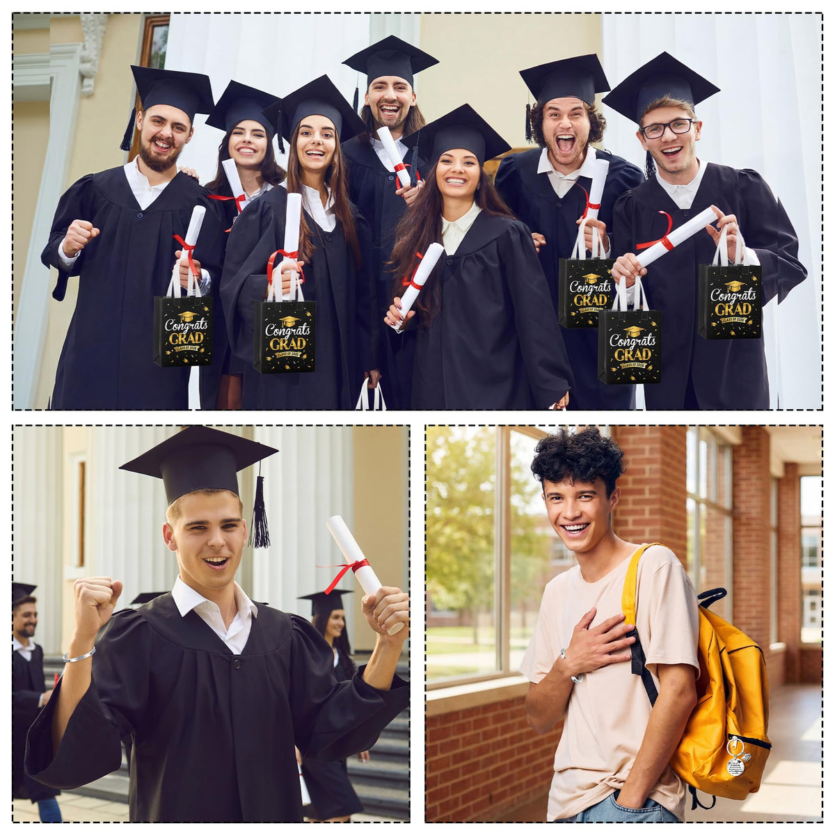 Aneco 12 Set 2026 Graduation Gifts for Classmates Grad Cap Box Unisex Bracelets Gift Bags Keychain Grad Card for Senior Night Gifts College or Junior High School Class Graduated Student