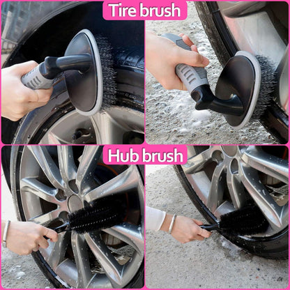 THINKWORK 17Pcs Car Cleaning Kit with Storage Box, Pink Car Washing Gift for Women - Cleaning Gel, Microfibre Cloth, Wheel Brush, Mitt, Duster, Squeegee - for Car Interior and Exterior Cleaning