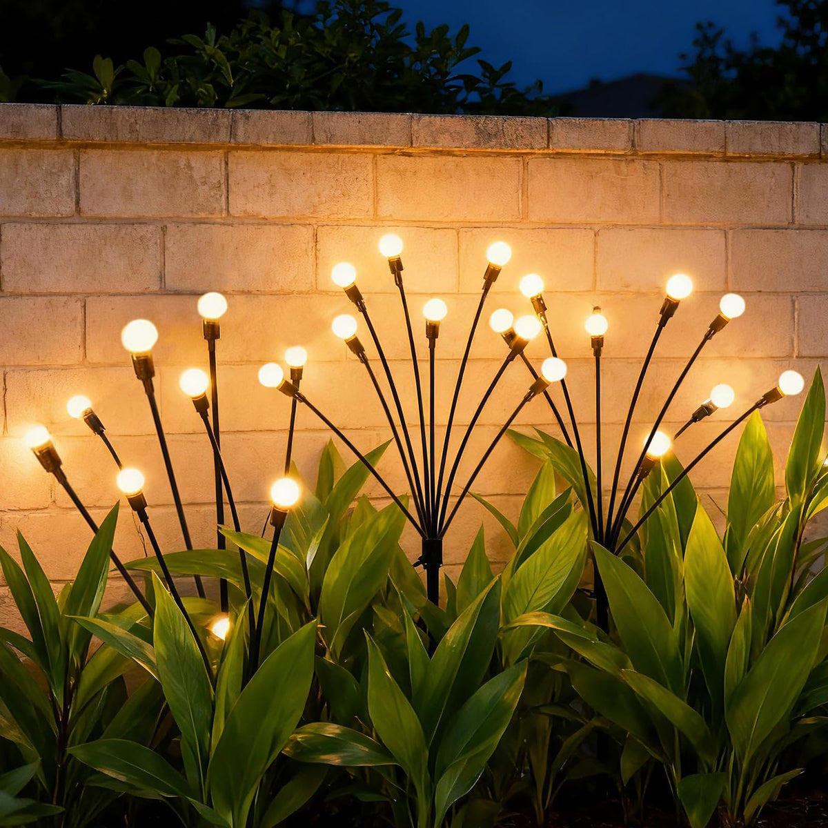 VerveAura 2 Pack IP65 Waterproof Solar Firefly Lights, 16 LED Warm White Swaying Lamps with Realistic Effect, Wind-Activated 8 Hrs Runtime No Wiring for Landscape Yard Patio Halloween Christmas Decor