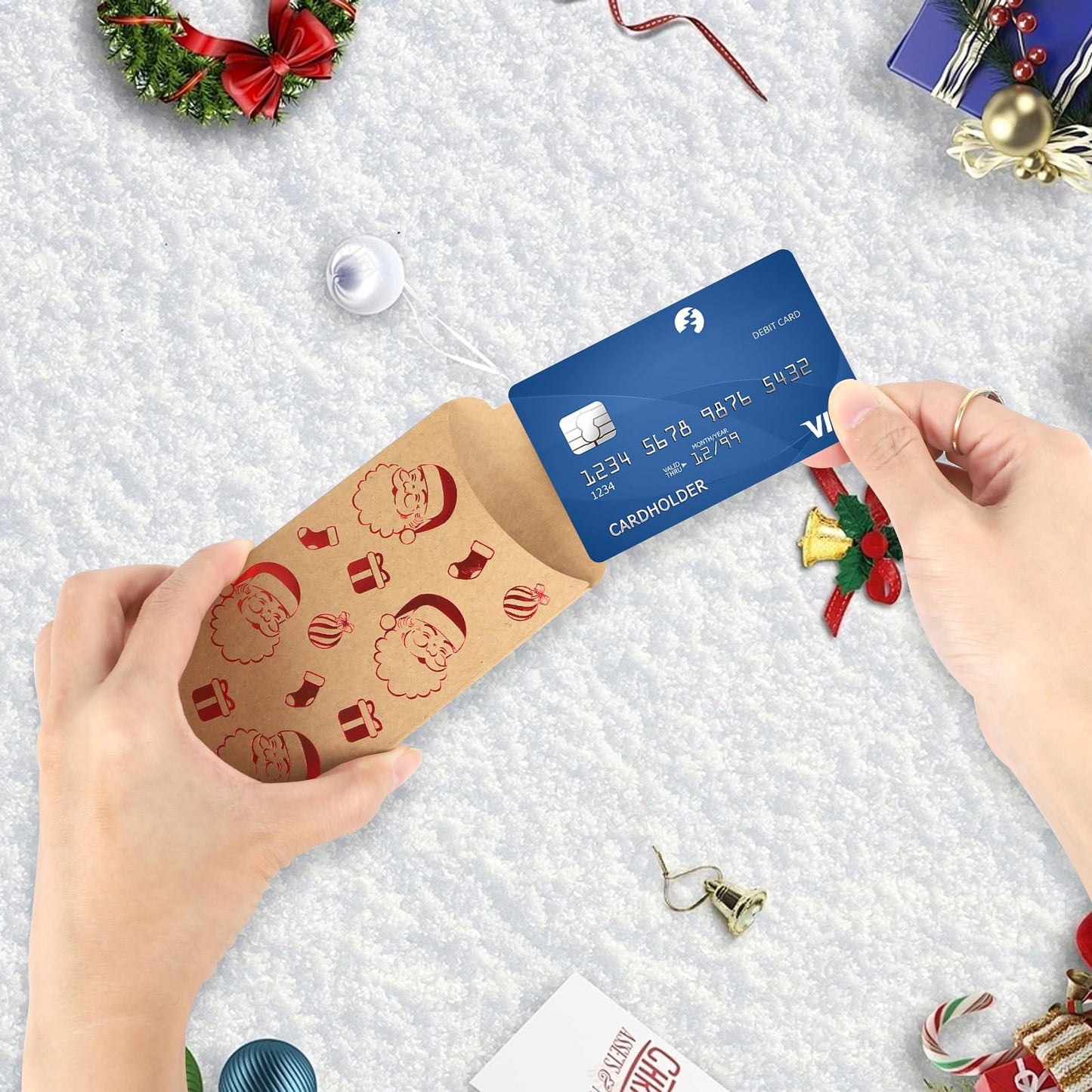 54Pcs Christmas Gift Card Holders, Kraft Paper Holiday Money Envelopes with String, Christmas Money Holder Gift Card Envelopes for XMAS Gifts Wrapping