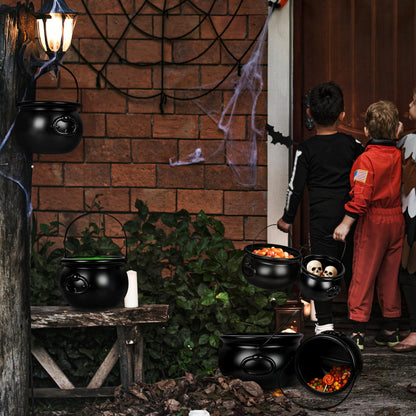 3PCS Cauldron Halloween Decor, 12.6" and 7.68" Halloween Bucket Witch Cauldron, Plastic Black Candy Holder Pot Spooky Punch Bowl for Halloween Decorations Trick or Treat St Patrick's Day Party Favors