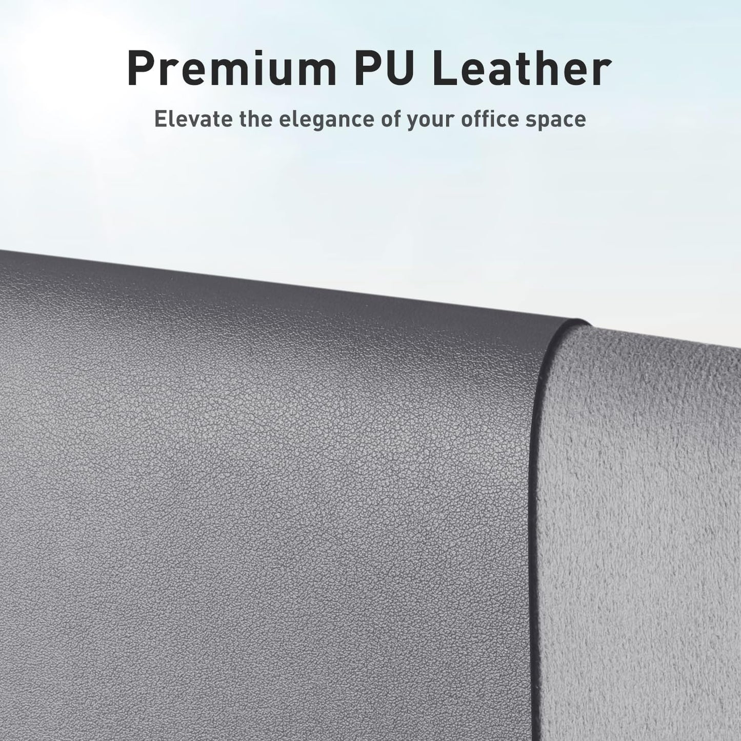 Leather Desk Pad Protector,Mouse Pad,Office Desk Mat, Non-Slip PU Leather Desk Blotter,Laptop Desk Pad,Waterproof Desk Writing Pad for Office and Home (80cmx40cm, Light Grey)