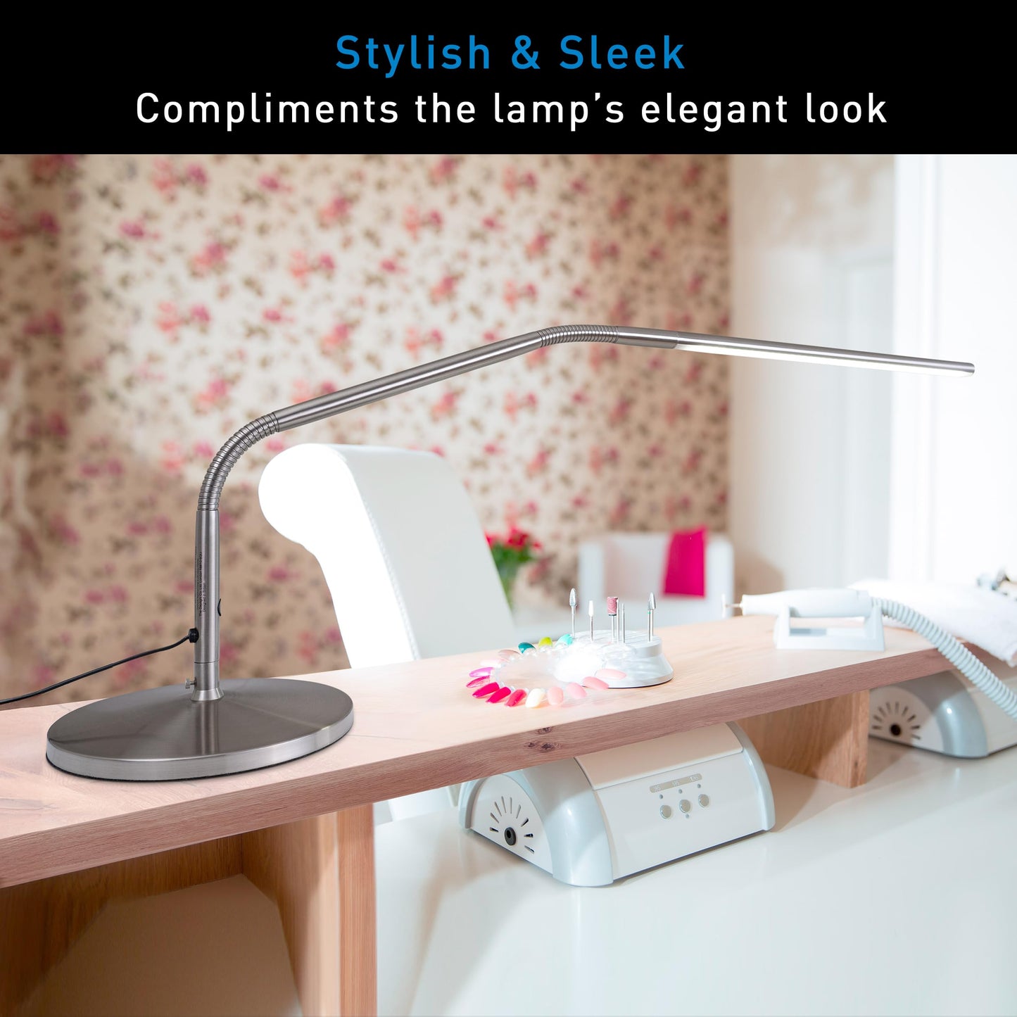 Desk Lamp Base for Slimline Models – Non-Slip Freestanding Stand - Compatible with D35108, D35107, D35106 – Brushed Steel Finish