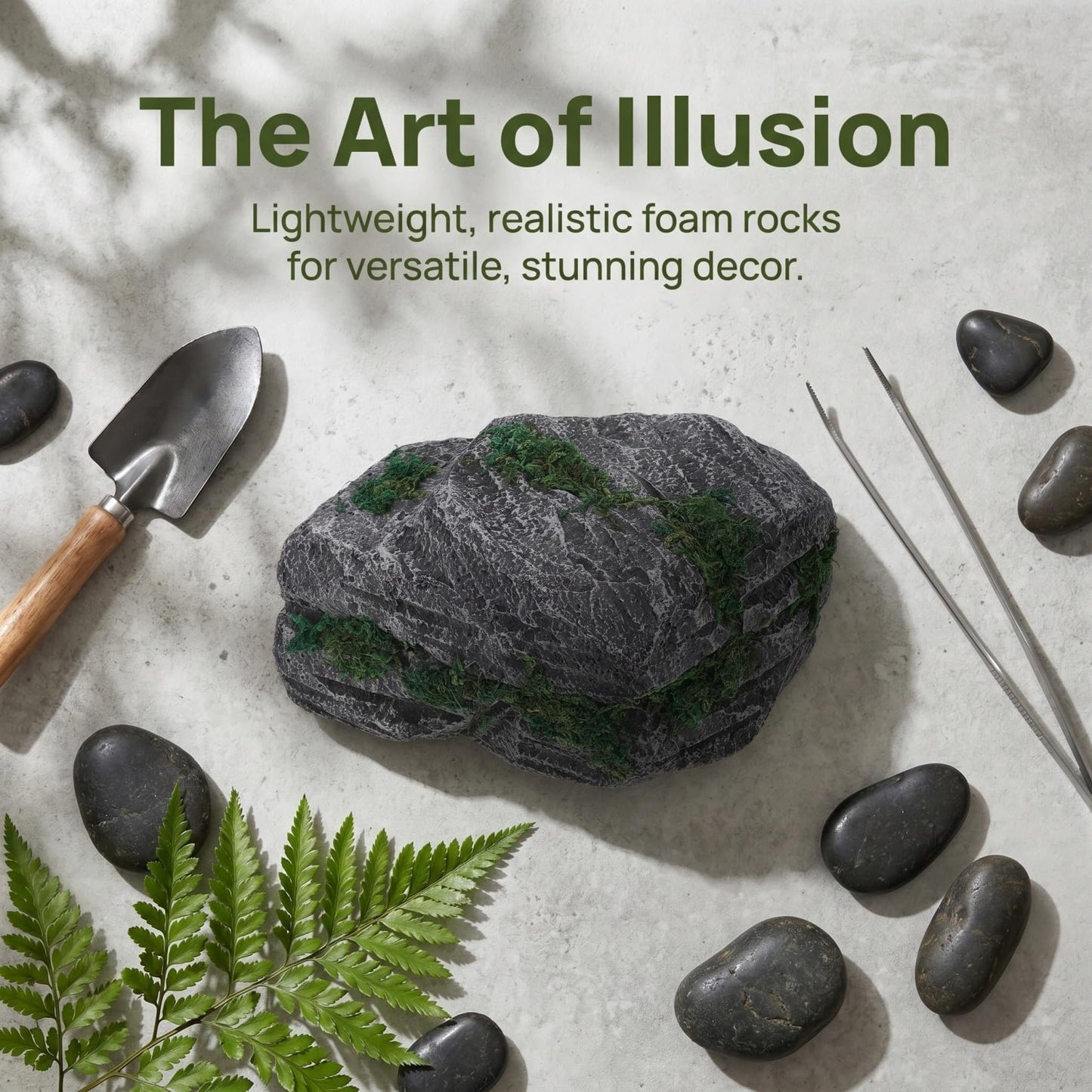 Cabilock Realistic Simulated Rock Decor Fake Landscape Stone for Garden Yard Lightweight Artificial Garden Decor Scoop
