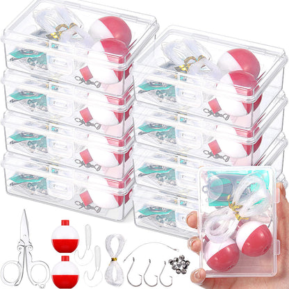 VioraWhite 4 Sets Mini Fishing Kits Bulk Emergency Survival Fishing Kits Fishing Tackle Box with Tackle Included Small Fishing Accessories Kit for Beginner Gifts Summer Outdoor Compact Fishing