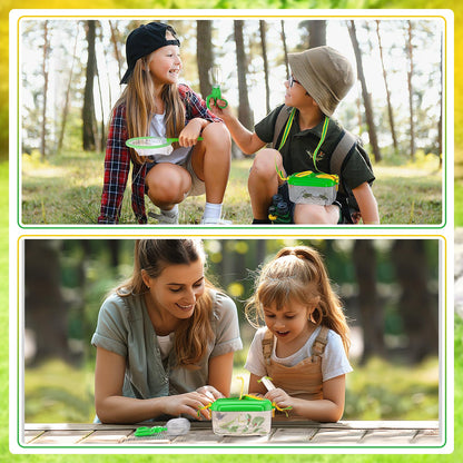 Biubee Bug Catcher for Kids- Sturdy Bugs Catching Kit with Collector Butterfly Net Tweezer, Bug Habitat Outdoor Explorer Kit Gift for Kids Age 3 4 5 6 7 8, 8Pcs, Green