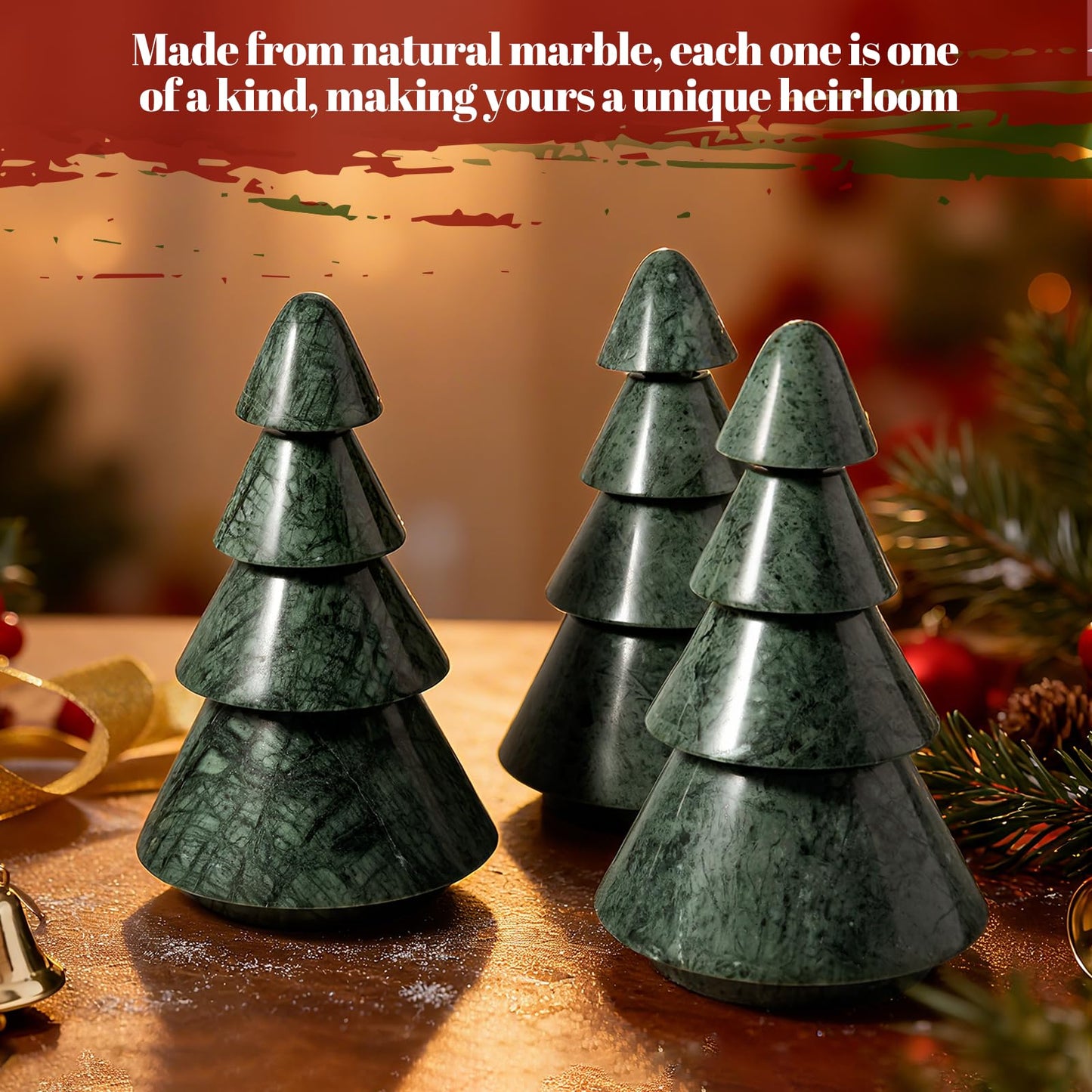 Koville Marble Christmas Tree - Dual-Use Candle Holder, Natural Stone Holiday Decor for Home & Gift Giving