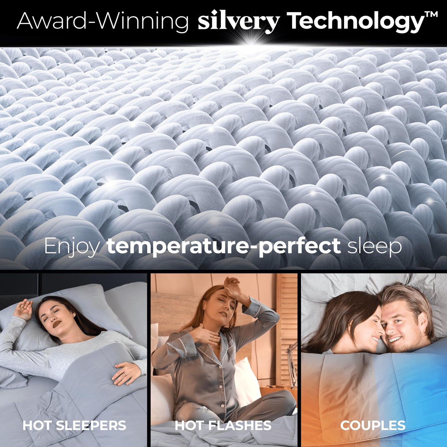 Silvery Silver-Infused Cooling Comforter – Award-Winning Self-Cooling Blanket for Hot Sleepers with Self-Cleaning Silvery Technology for Sweat-Free & Cool Sleep (Gray, Twin/Twin XL (68" x 90"))