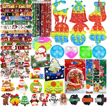 QZYCMHOO 159PCS Christmas Party Favors Set, Holiday Stocking Stuffers Bulk, Christmas party and Reward Prizes for Winter Party Supplies, Includes Puzzles, Stickers, and Festive Gift Accessories